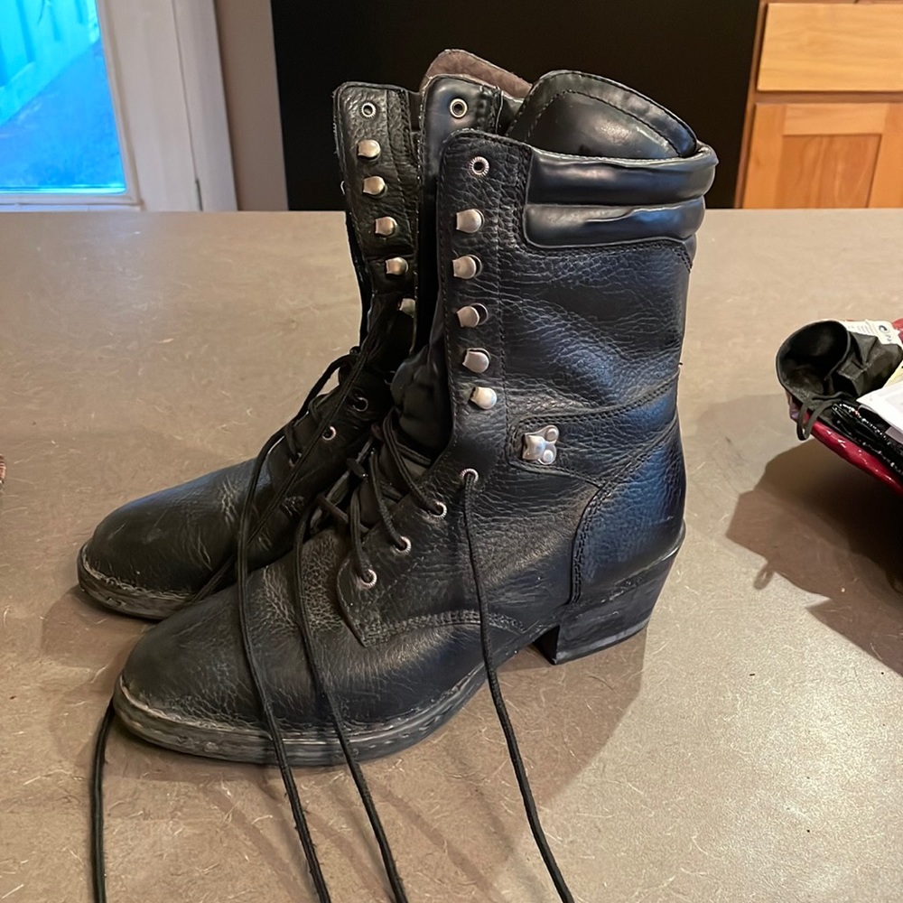 Double-H Black Lace Up Boots size 10
